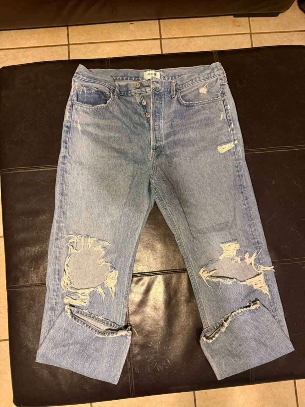 Agolde Button Fly Womens  Distressed Light Wash 90s Jeans Size 31